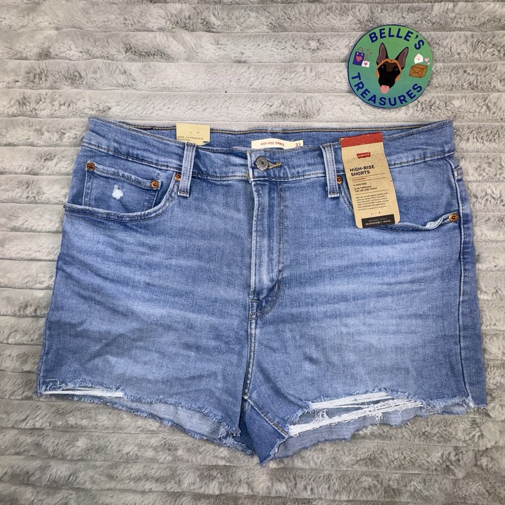 Levi's Shorts Women's 33 16 High Rise Hypersoft Slim Fit Cutoff Jean Stretch NEW